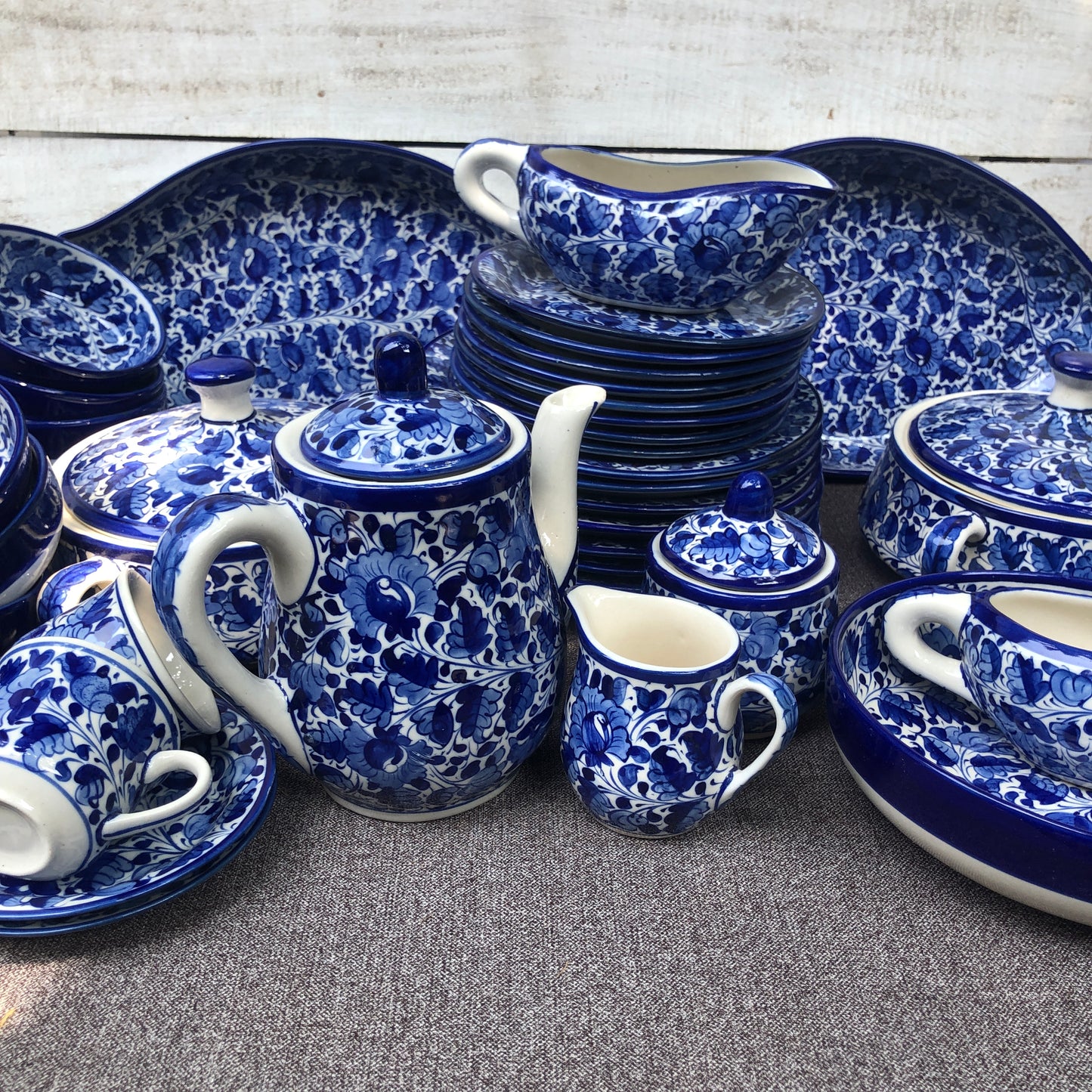 Blue Pattern Dinner Set - 8 Persons Serving With Tea Set