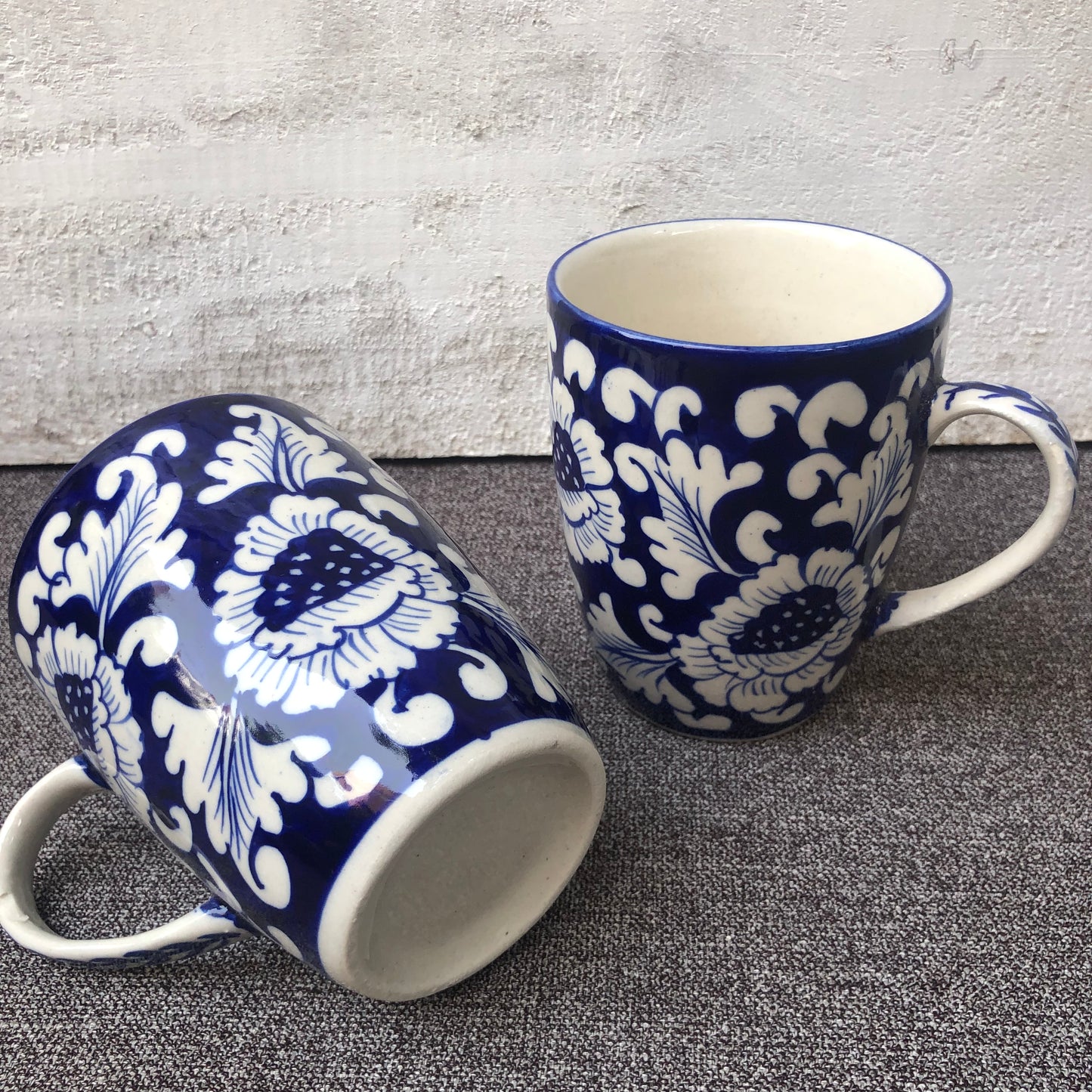 Blue Flower large mug - Set of 2