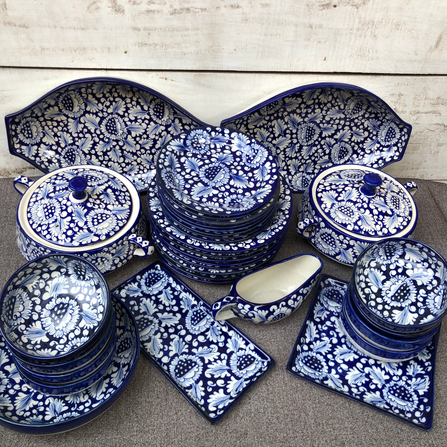 Blue Flower Dinner Set - 8 Persons Serving