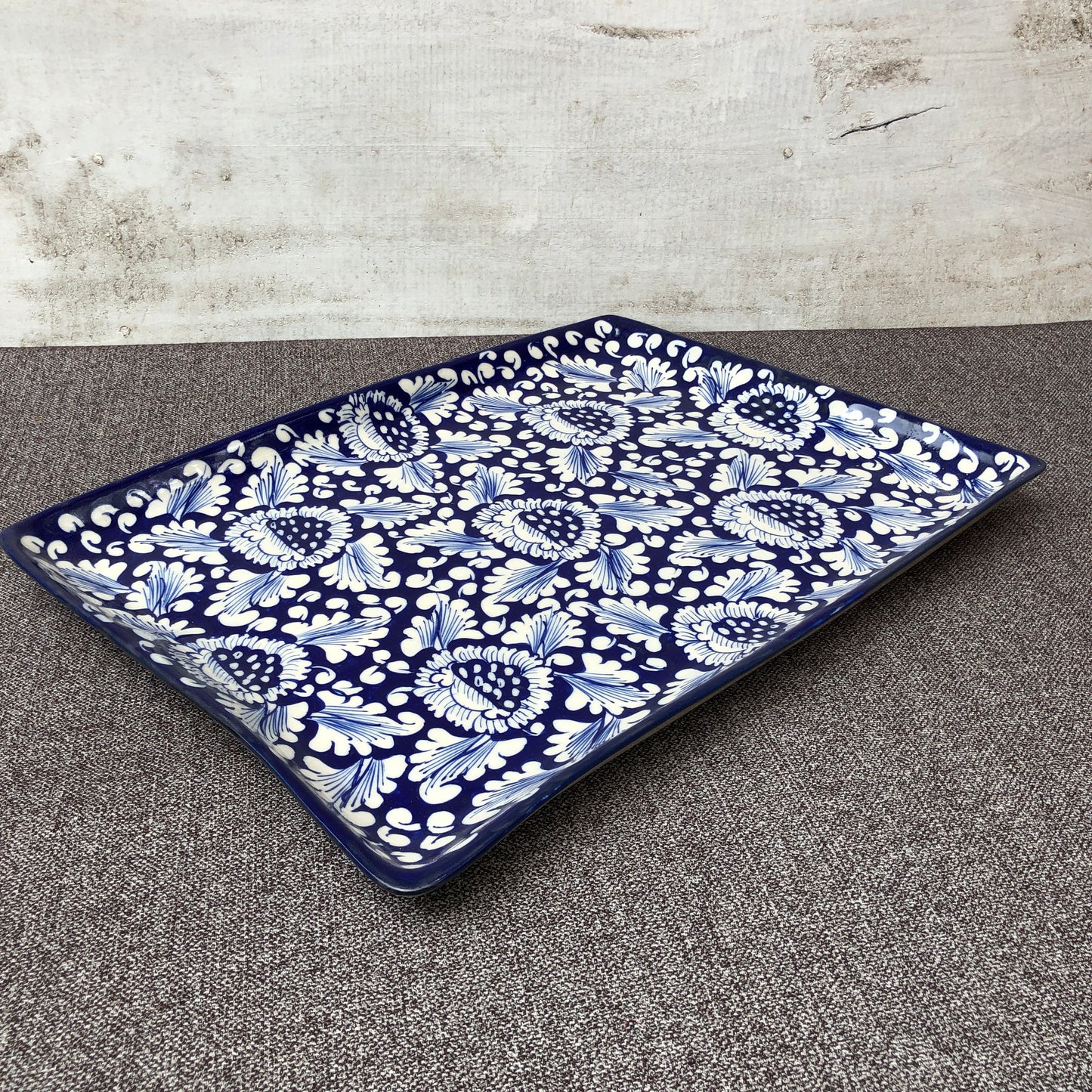 Blue Flower Flat Dish