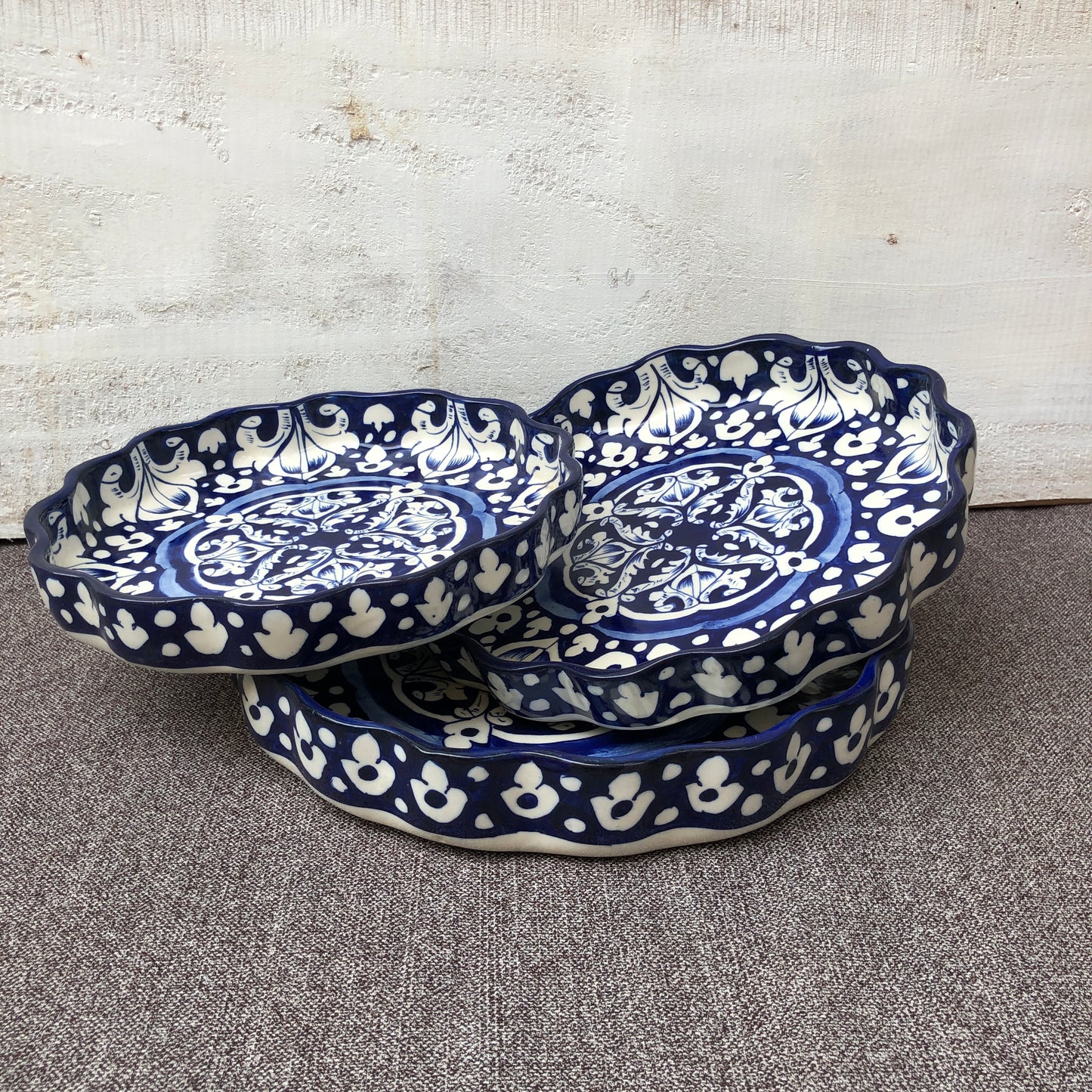 Blue Celico Round Dish - Set of 3