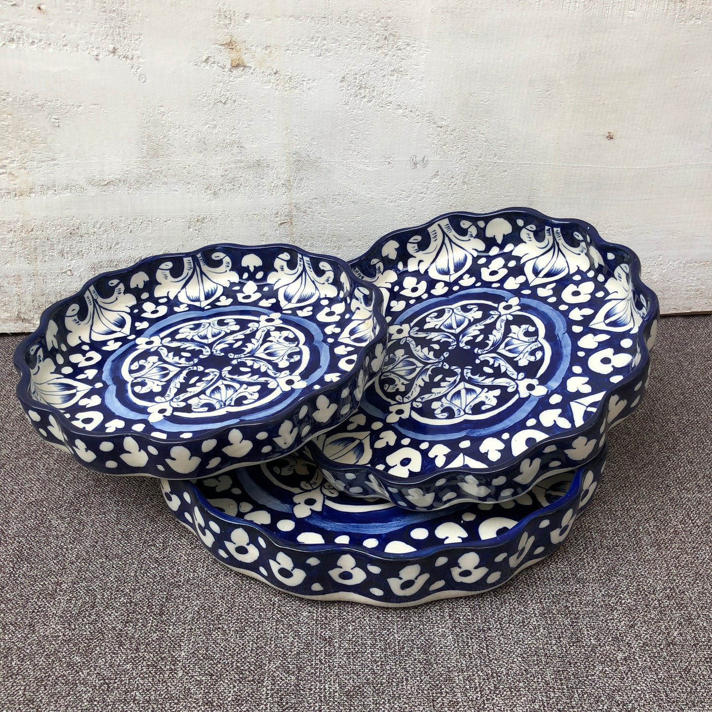 Blue Celico Round Dish - Set of 3