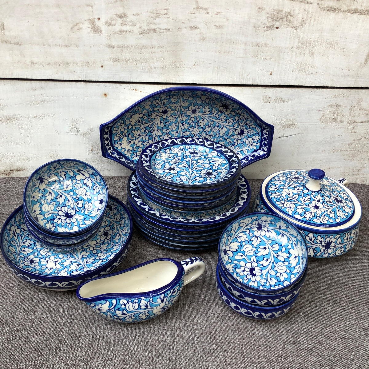 Breeze Blue Dinner Set - 6 Persons Serving