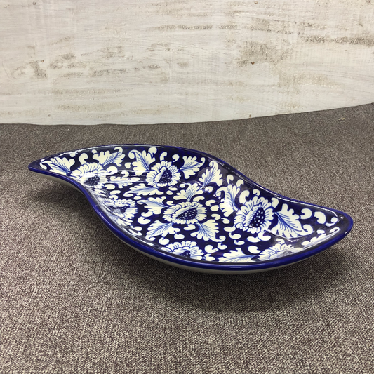 Blue Flower Leaf Dish