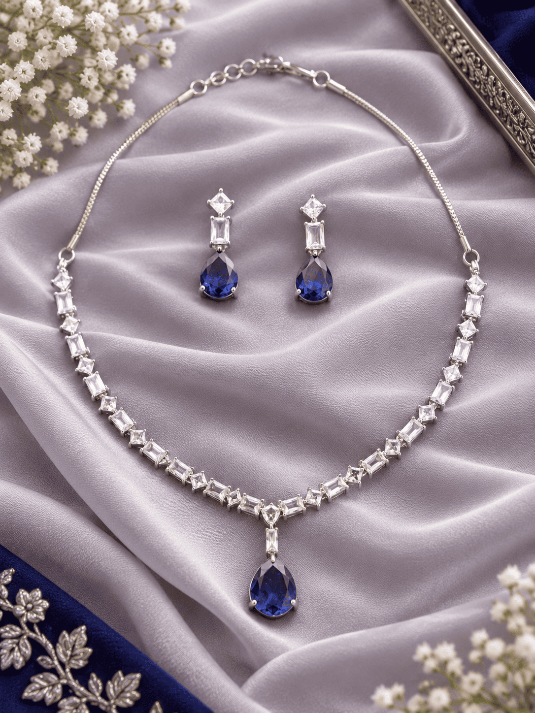 Royal Blue Silver Jewelry Set