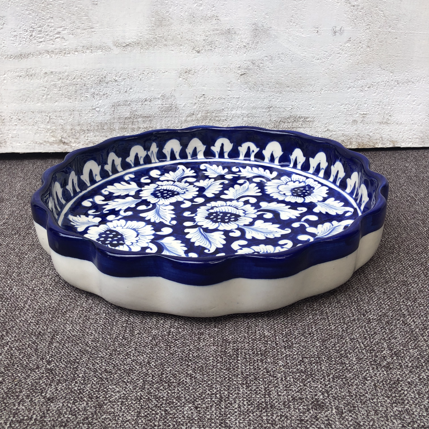 Blue Flower Round Dish