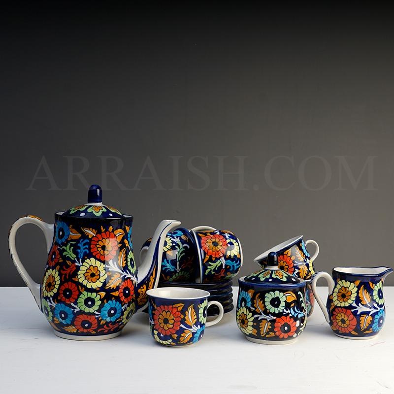 Batik Tea Set Blue Pottery Tea Sets | Elegant Handcrafted Tea Set Designs