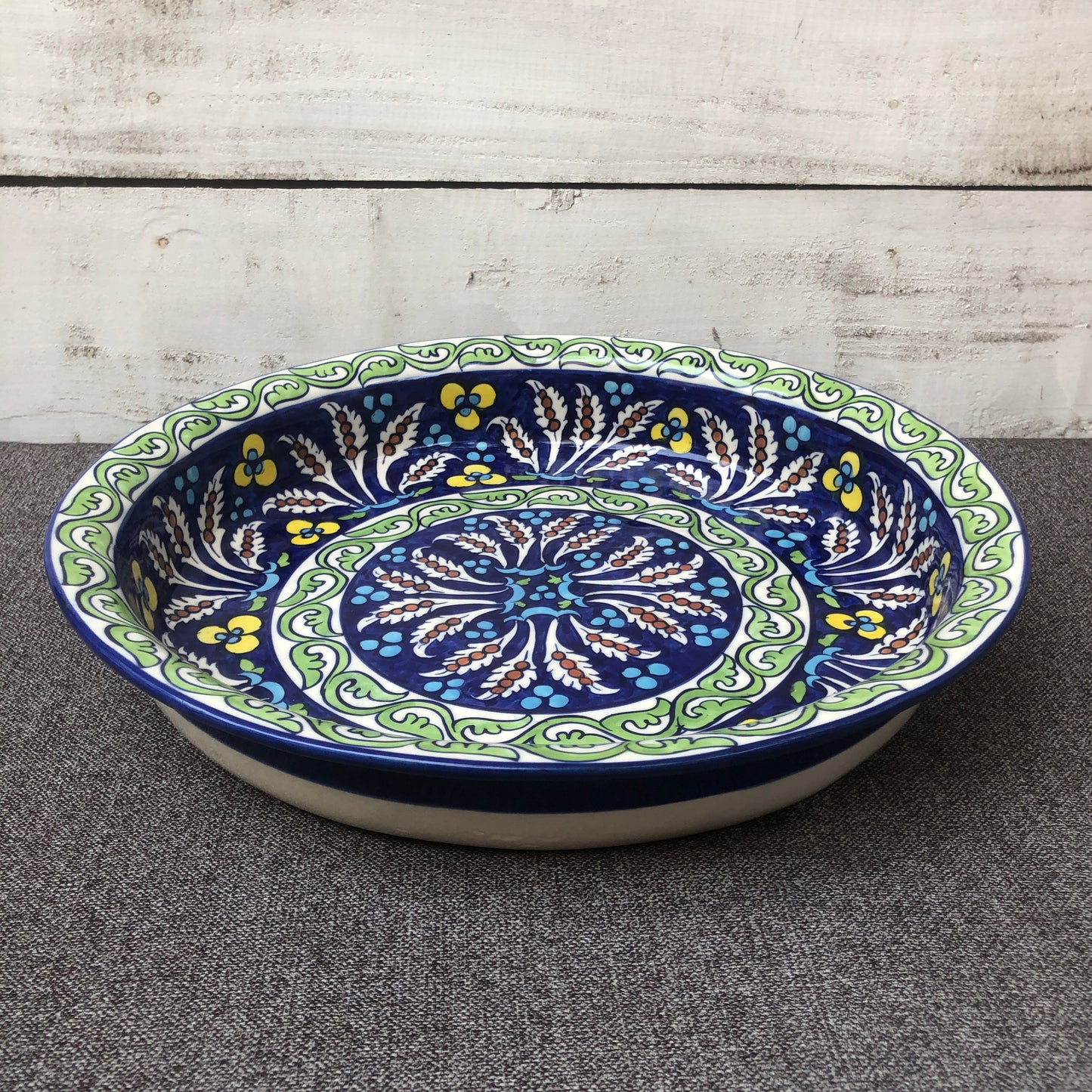 Green Flower Large Fruit Bowl