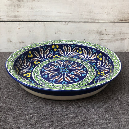 Green Flower Large Fruit Bowl