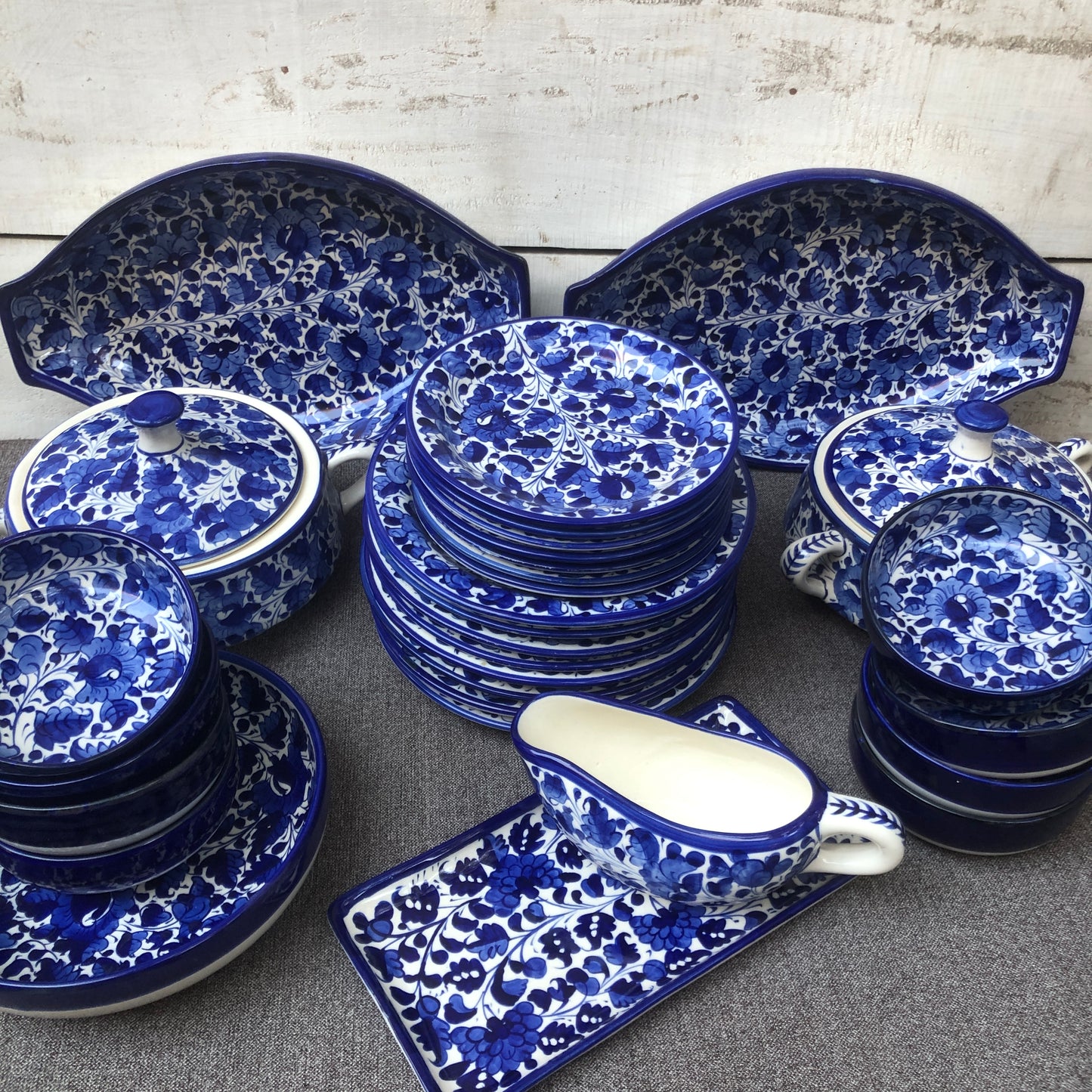 Blue Pattern Dinner Set - 8 Persons Serving