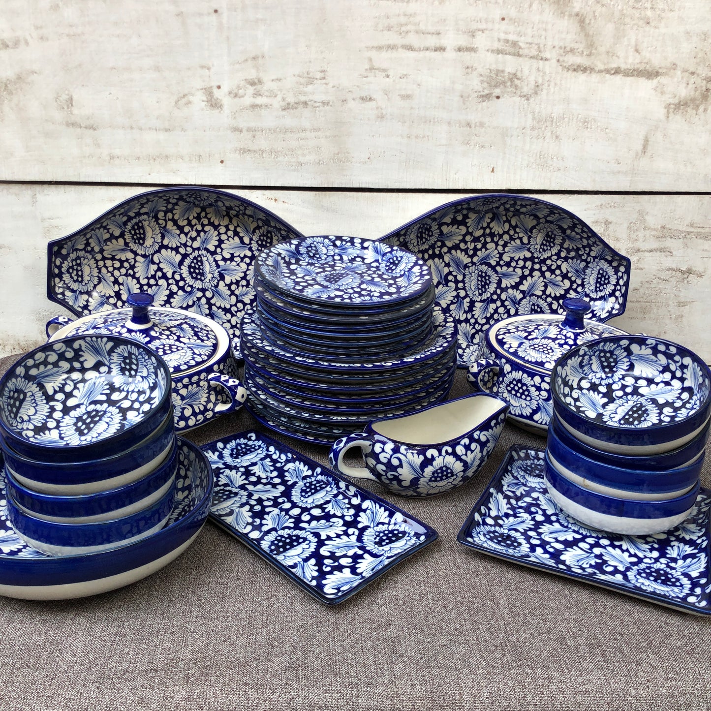 Blue Flower Dinner Set - 8 Persons Serving