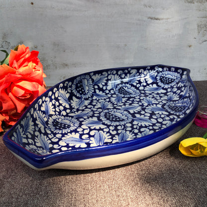 Blue Flower Oval Dish