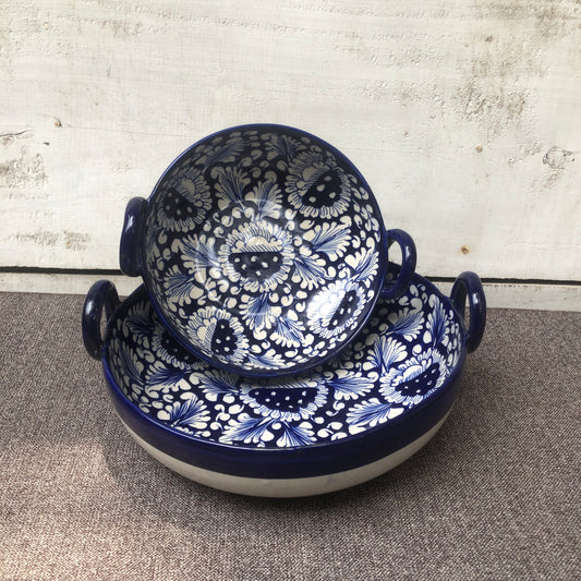 Blue Flower Karahi - Set of 2