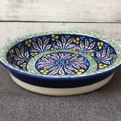 Green Flower Large Round Bowl