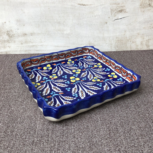 Green Flower Medium Square Dish