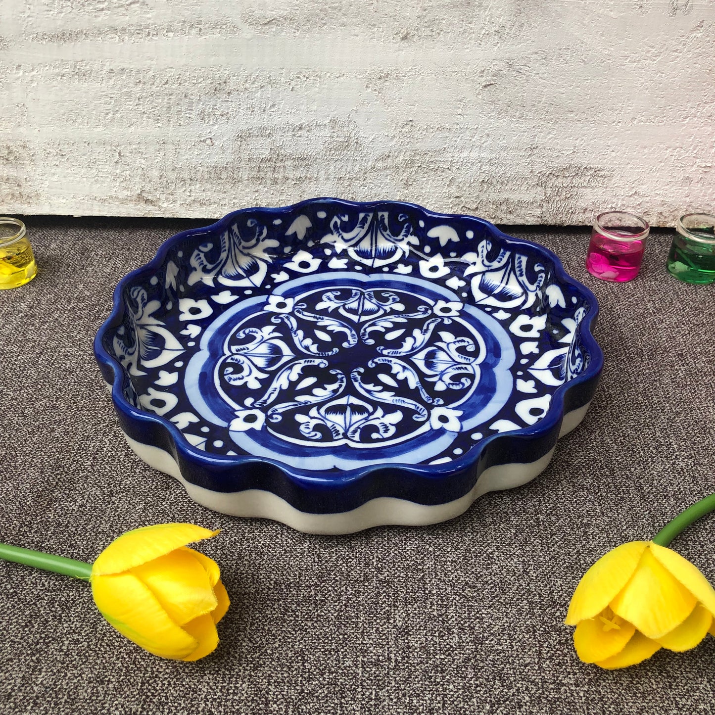 Blue Celico Round Dish Medium