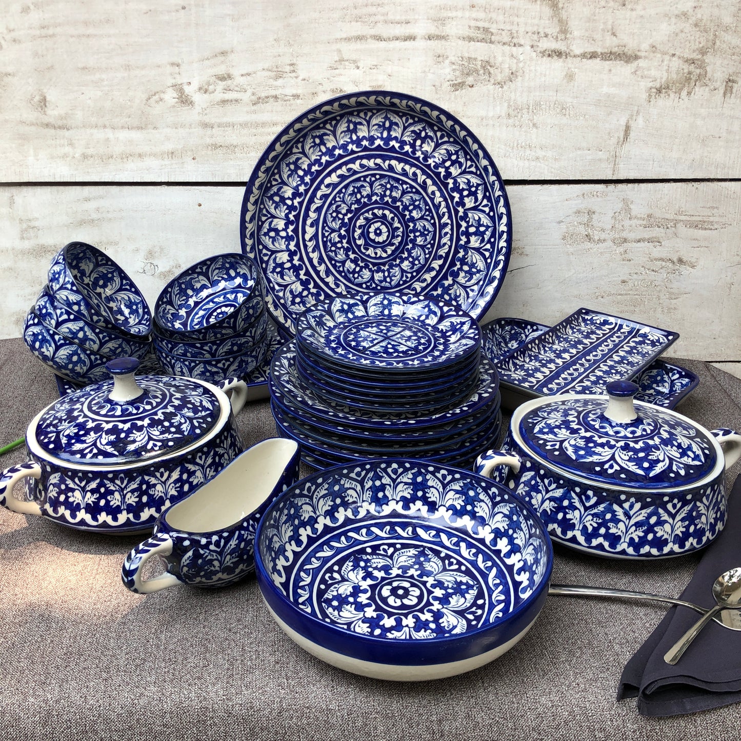 Blue Felicity Dinner Set - 6 Persons Serving