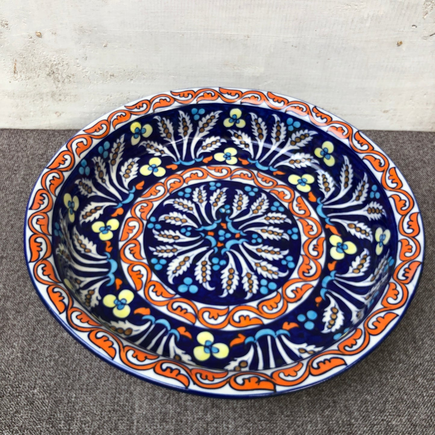 Green Flower Large Fruit Bowl