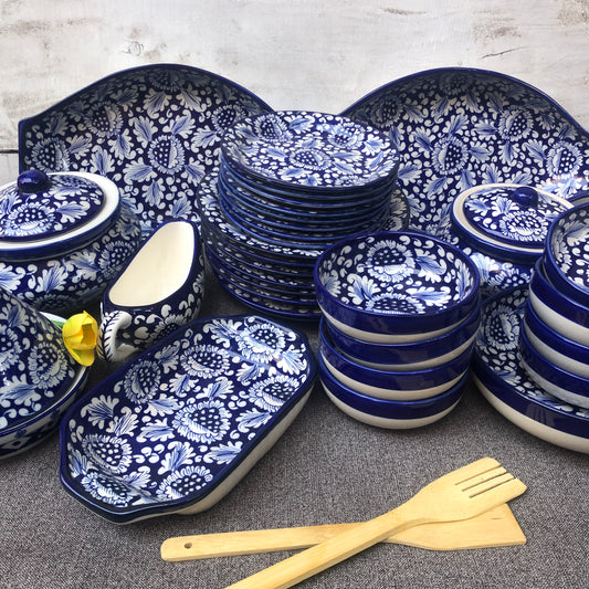 Blue Flower Dinner Set - 8 Persons Serving