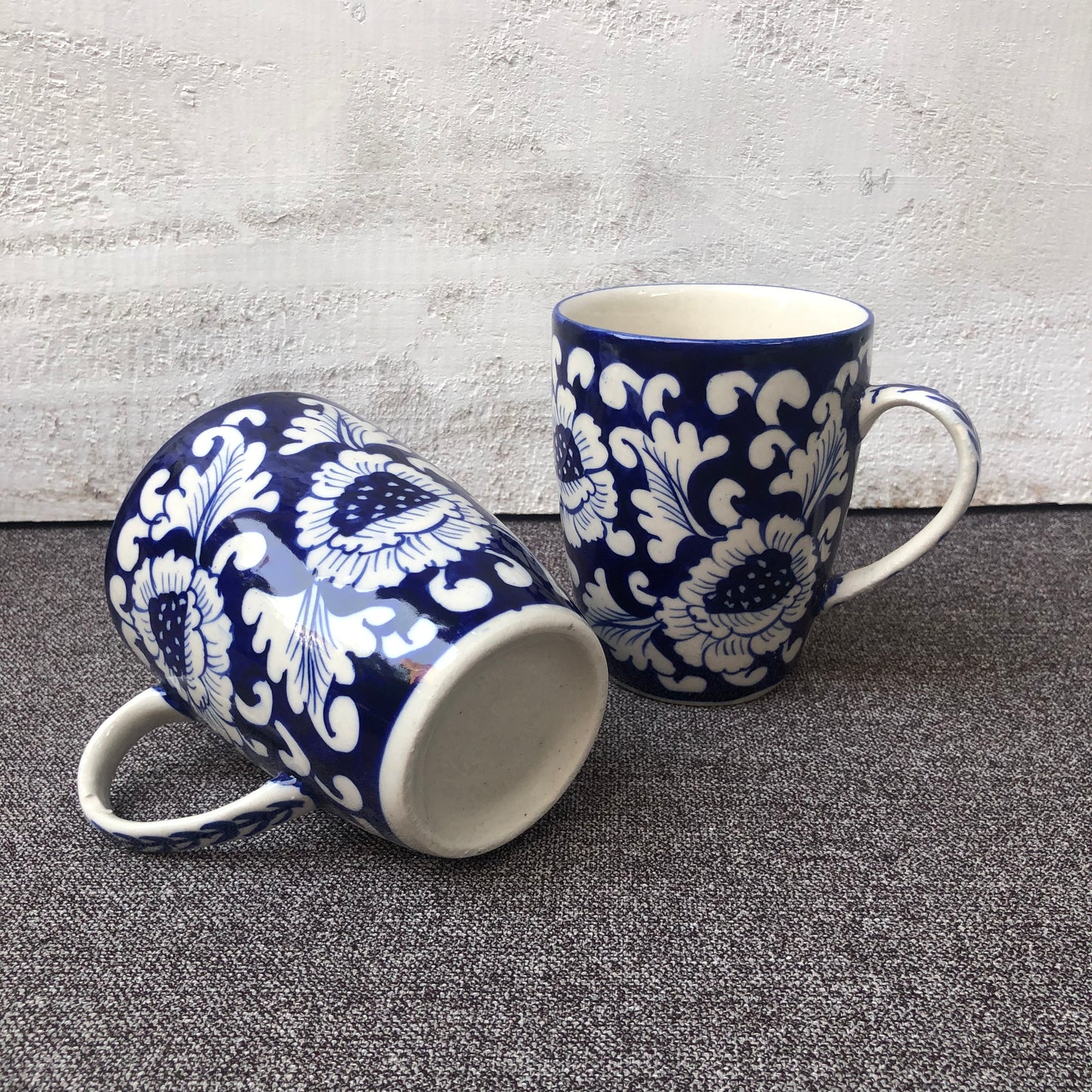 Blue Flower large mug - Set of 2
