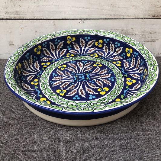Green Flower Large Round Bowl