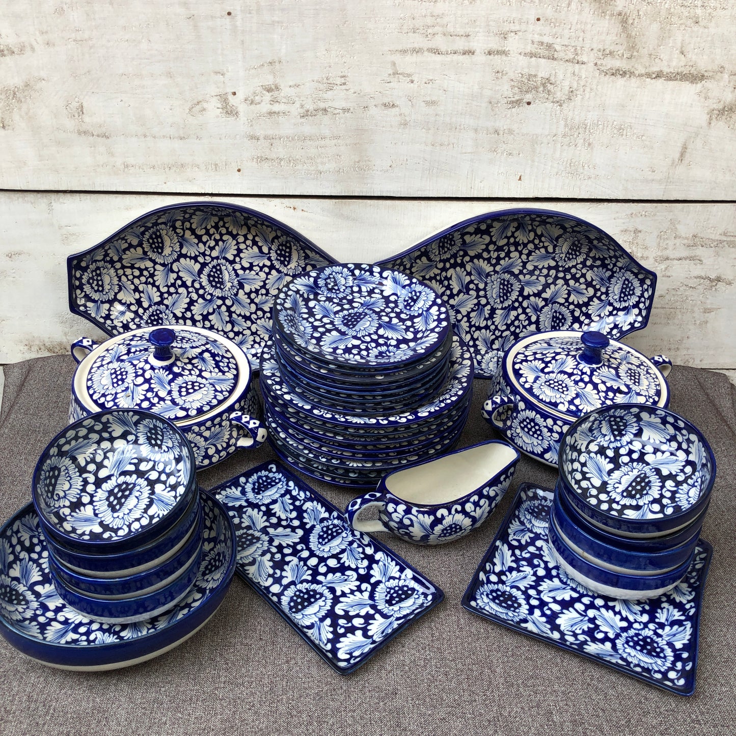 Blue Flower Dinner Set - 8 Persons Serving