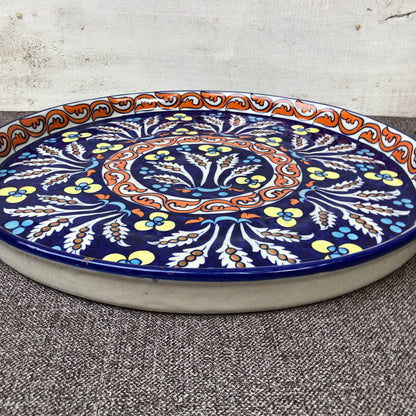 Green Flower Deep Big Round Platter