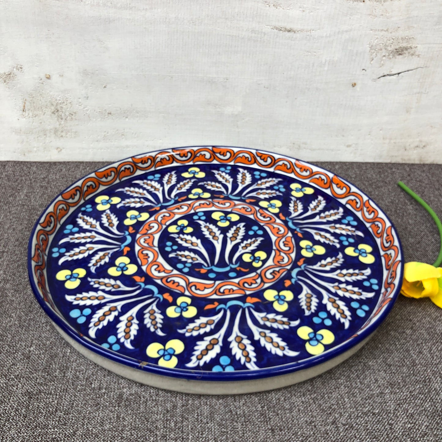 Green Flower Deep Big Round Platter