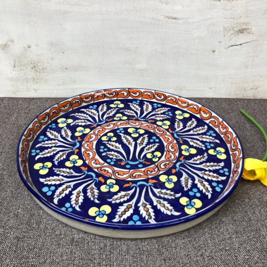 Green Flower Deep Big Round Platter