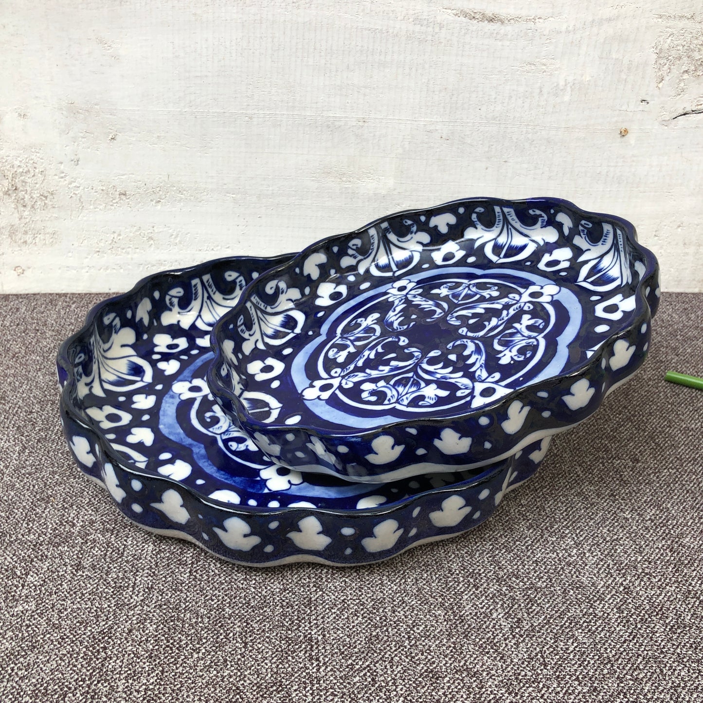 Blue Celico Round Dish - Set of 2