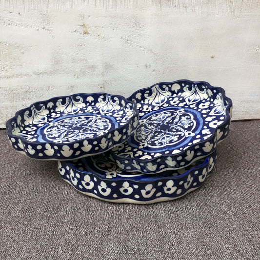 Blue Celico Round Dish - Set of 3