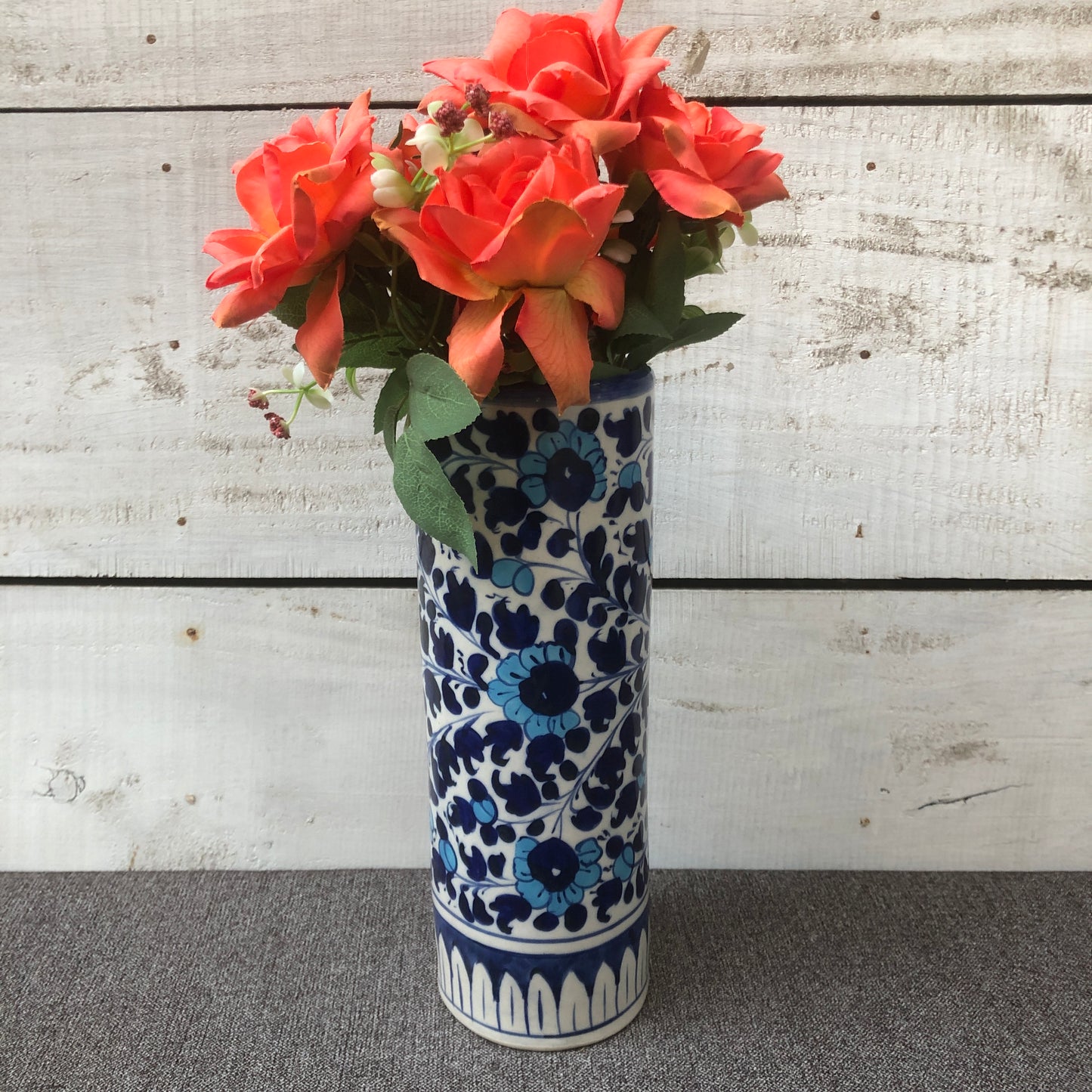 Light Serina Blue Big Cylinder Vase