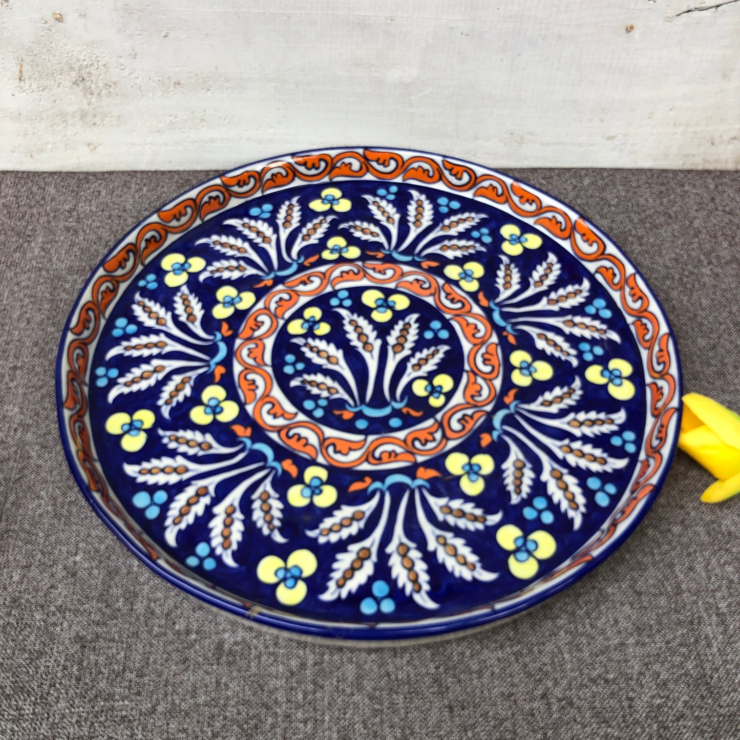 Green Flower Deep Big Round Platter