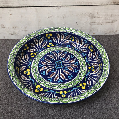 Green Flower Large Fruit Bowl
