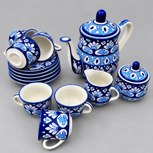Blue Heart Tea Set