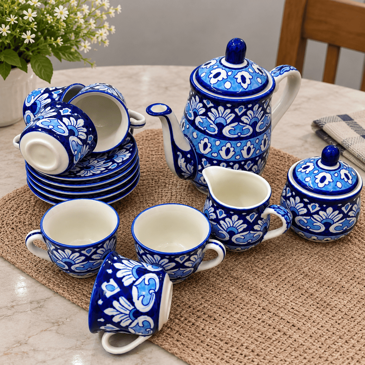 Blue Heart Tea Set