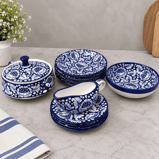 Blue Flower Dinner Set for 4 Persons