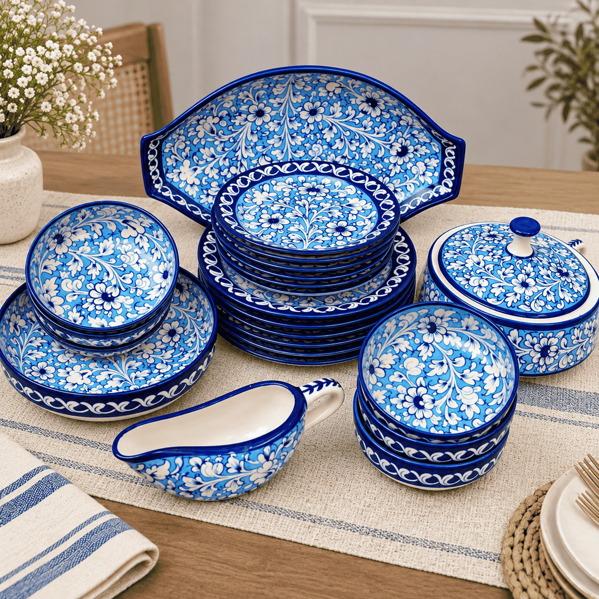 Breeze Blue Dinner Set - 6 Persons Serving