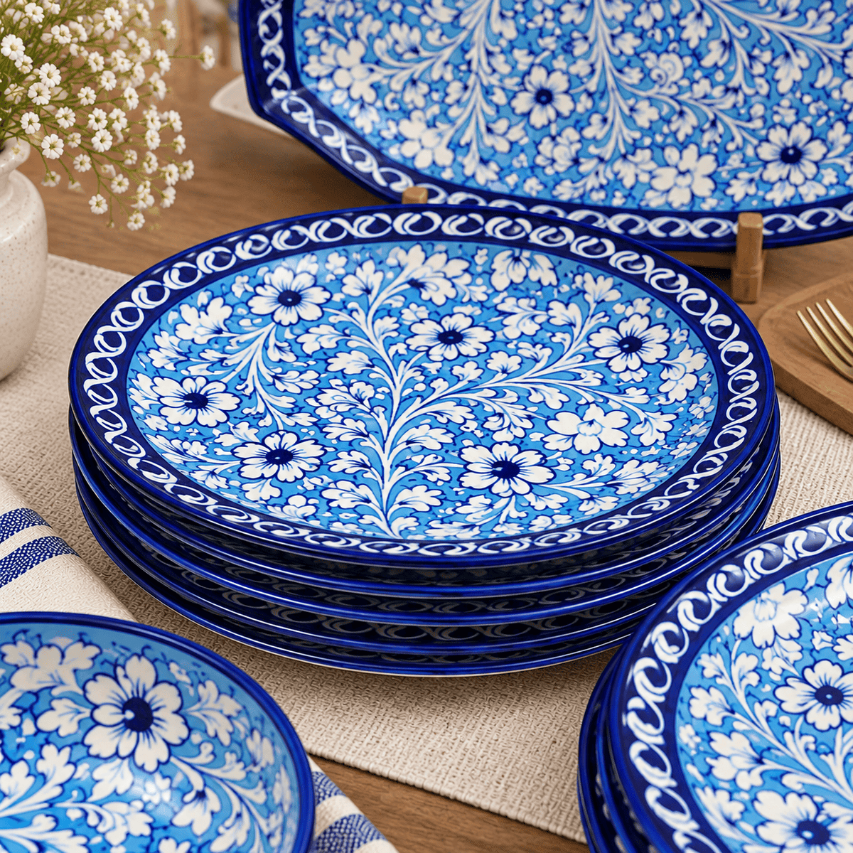 Breeze Blue Dinner Set - 6 Persons Serving