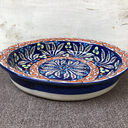 Green Flower Large Fruit Bowl