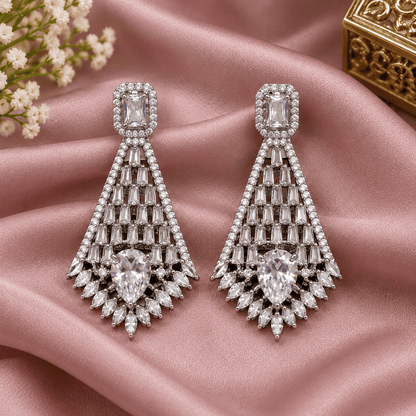 Silver Crystal Drop Earrings