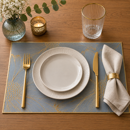 Grey Floral Placemats Set of 6