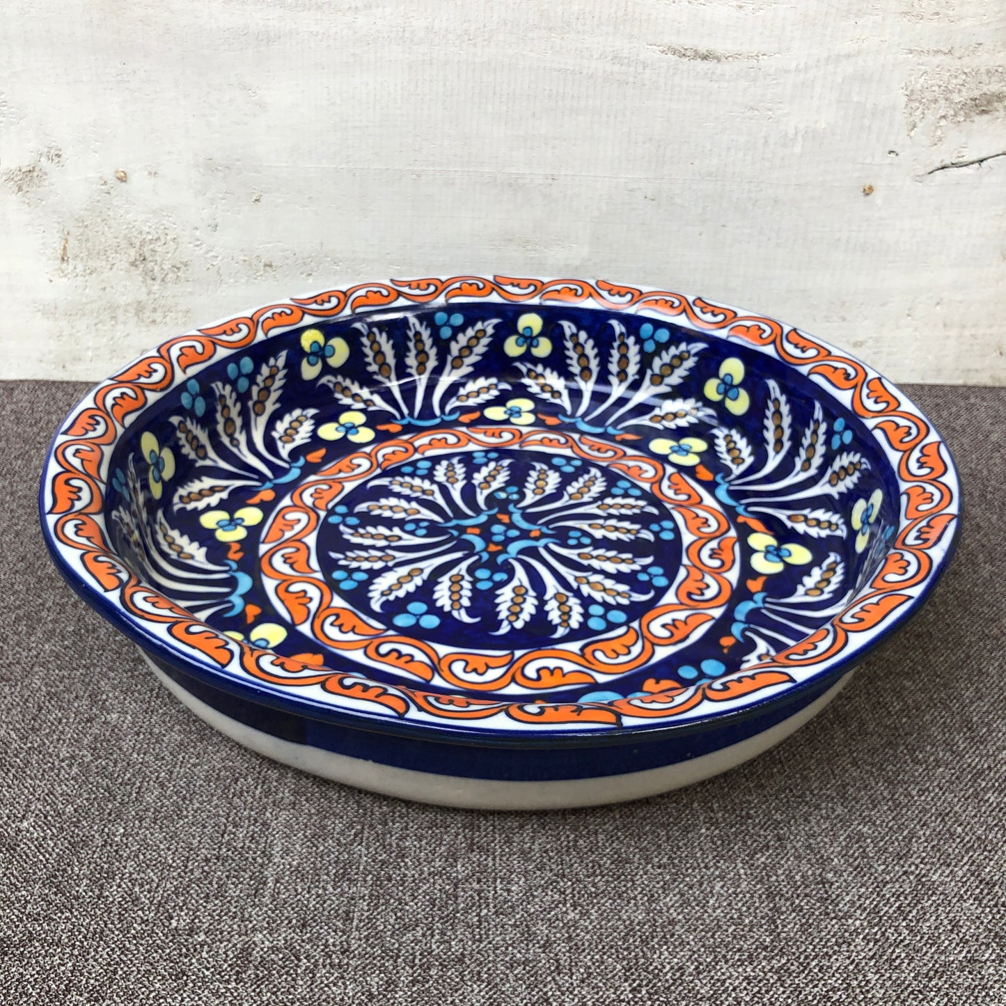 Green Flower Large Fruit Bowl