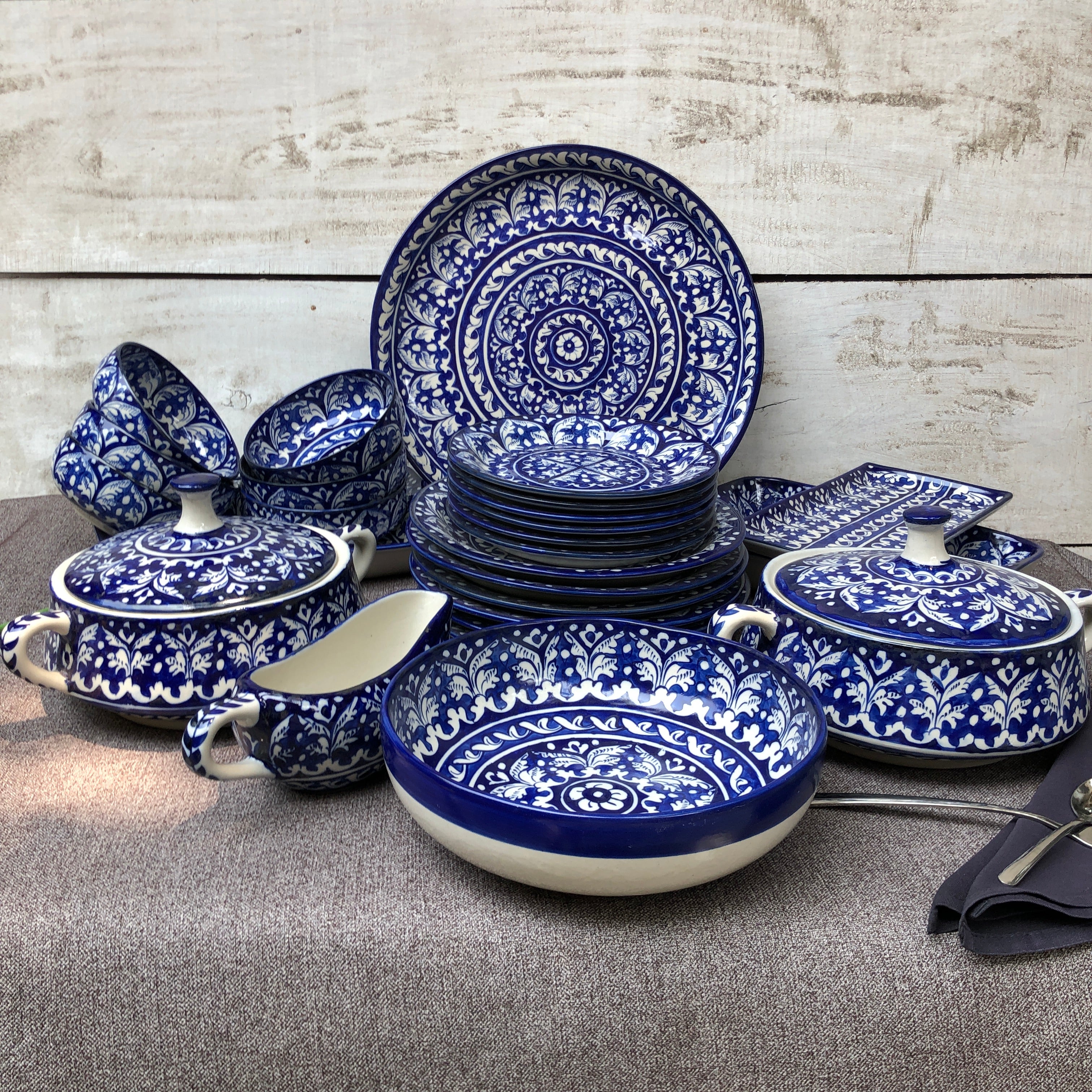Multani Blue Felicity Dinner Set - 6 Persons Serving