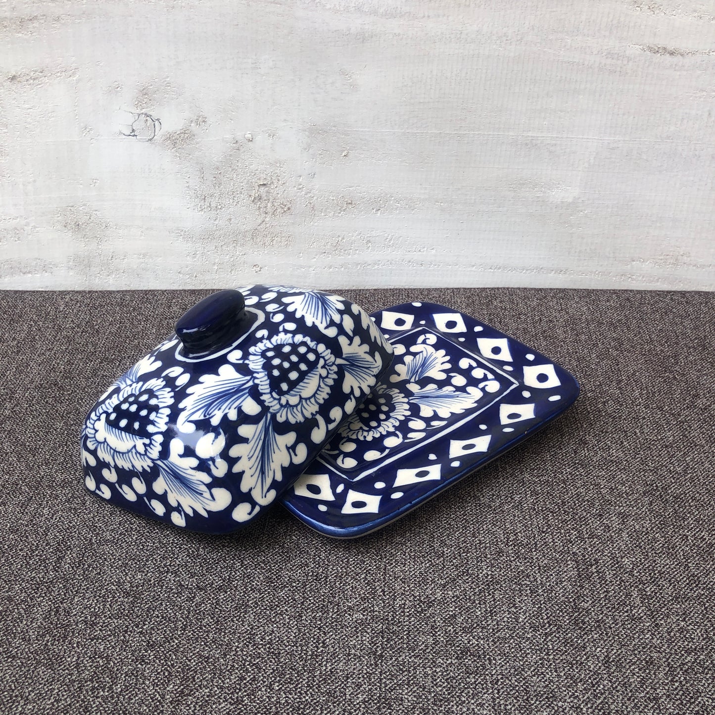 Blue Flower Butter Dish