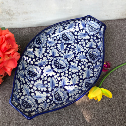 Blue Flower Oval Dish