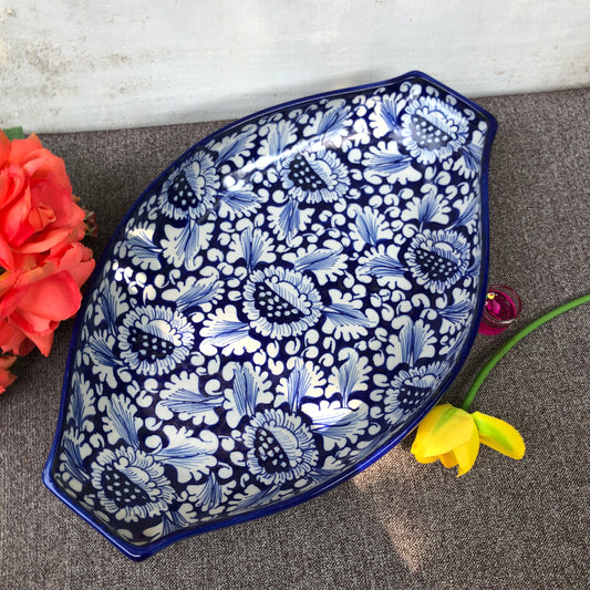Blue Flower Oval Dish