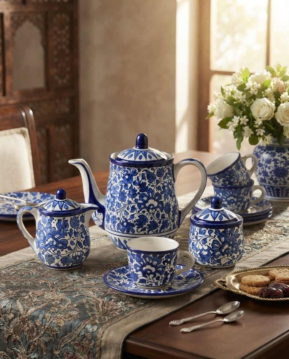 Serina Blue Tea Set( 6 cups)