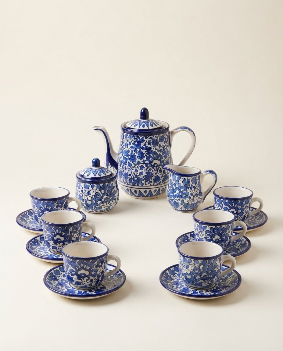 Serina Blue Tea Set( 6 cups)