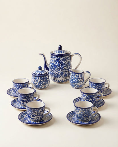 Serina Blue Tea Set( 6 cups)